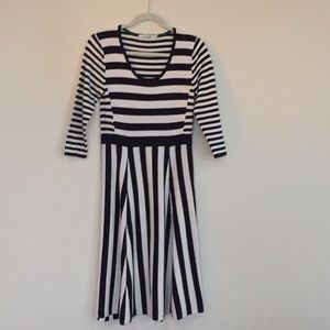 Boden Navy and White Striped Sweater Dress